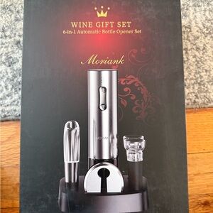 Silver 6-in-1 Electric Wine Opener Gift Set